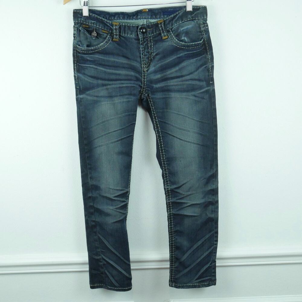 Vintage‎ Y2K Size 29 Jeans Low Rise Distressed Whiskers Grunge HEMMED Distressed